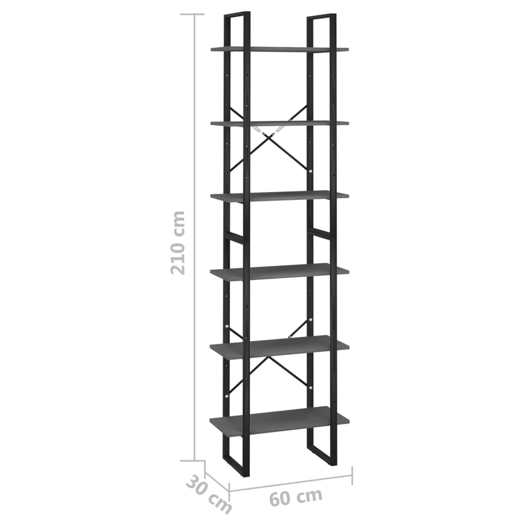 Étagère de rangement Gris 60x30x210 cm Bois d'ingénierie