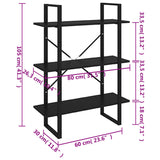 Bibliothèque noir 80x30x105 cm bois d'ingénierie