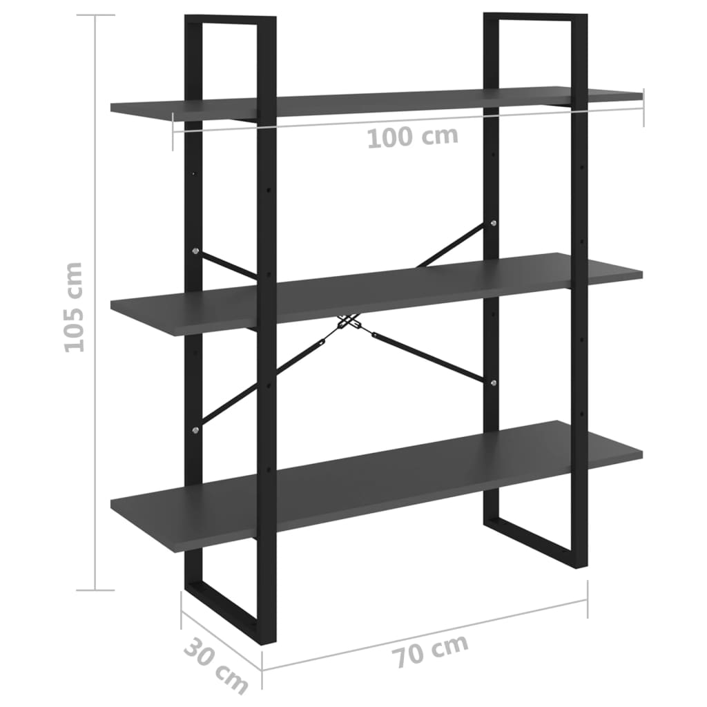 Bibliothèque gris 100x30x105 cm bois d’ingénierie