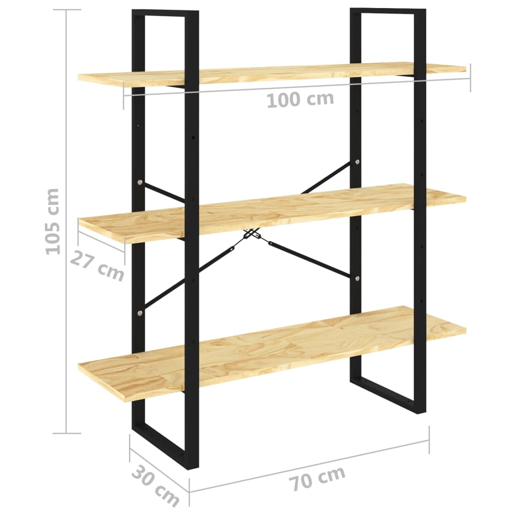 Bibliothèque à 3 niveaux 100x30x105 cm Bois de pin massif