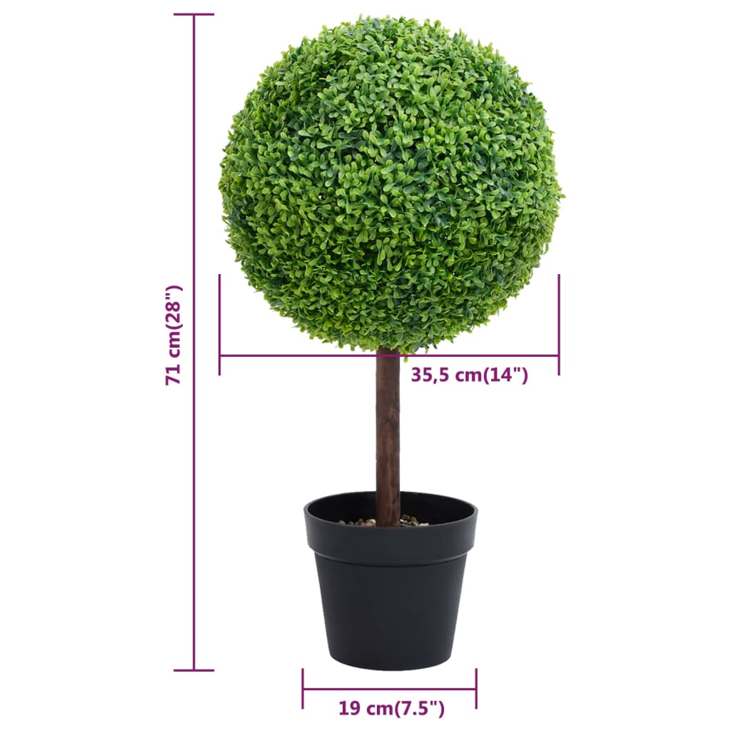 Plante de buis artificiel avec pot Forme de boule Vert 71 cm