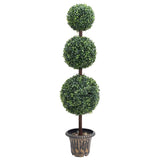 Plante de buis artificiel avec pot Forme de boule Vert 118 cm