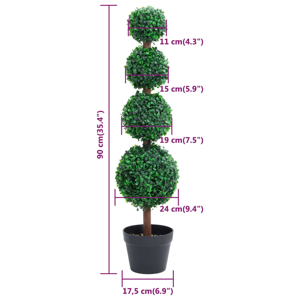 Künstliche Buchsbaumpflanze mit Topf Kugelform Grün 90 cm