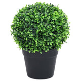 Plantes de buis artificiel 2 pcs avec pots Boule Vert 27 cm