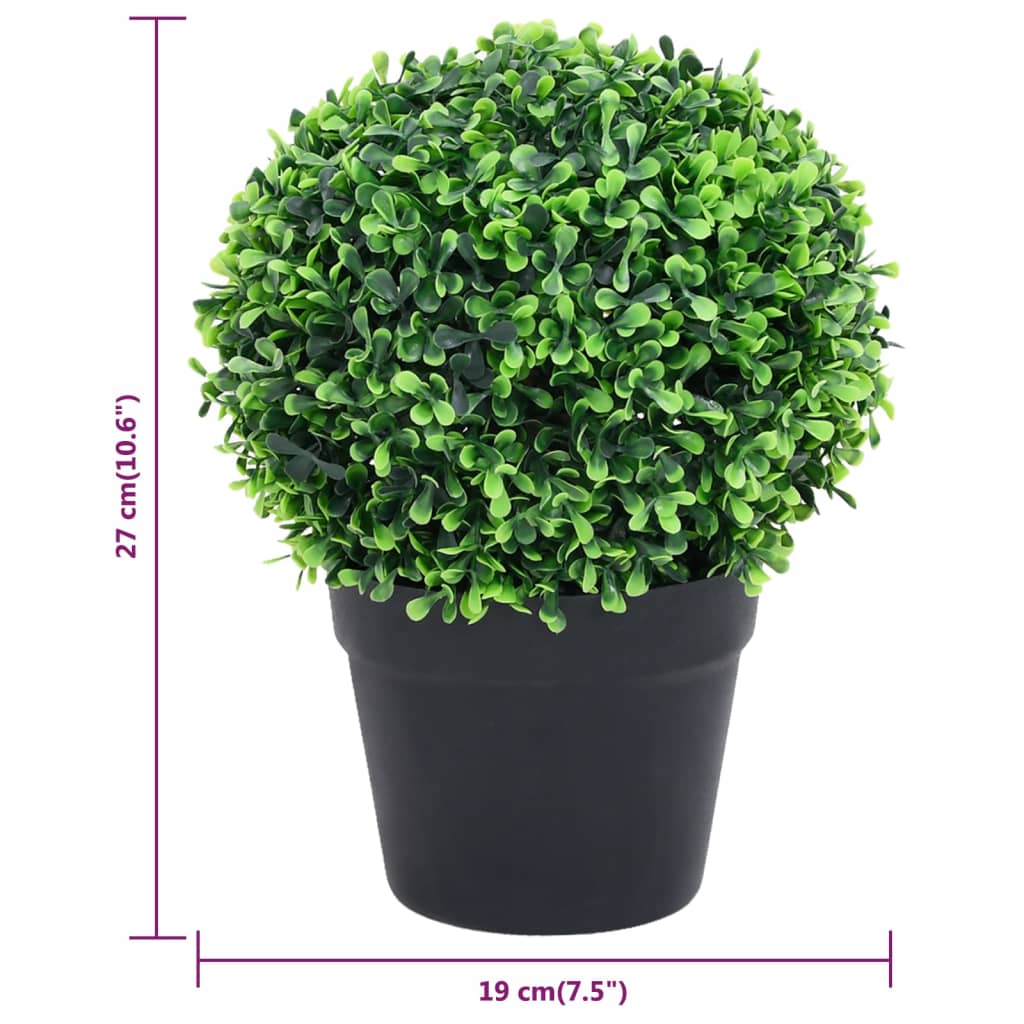 Plantes de buis artificiel 2 pcs avec pots Boule Vert 27 cm