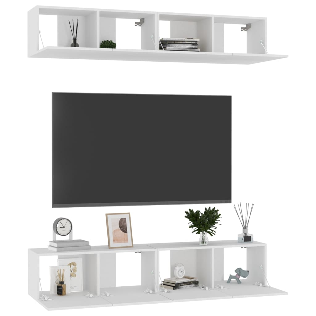 Meubles TV 4 pcs Blanc 80x30x30 cm Bois d'ingénierie