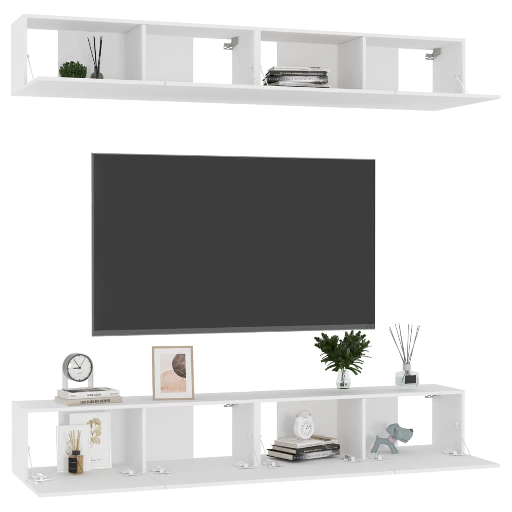 Meubles TV 4 pcs Blanc 100x30x30 cm Bois d'ingénierie