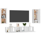 Ensemble de meubles TV 5 pcs Blanc Bois d'ingénierie