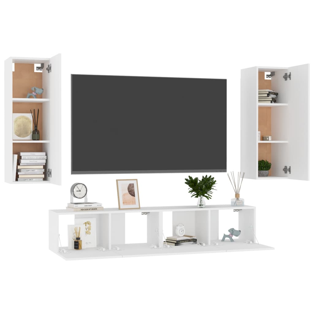 Ensemble de meubles TV 4 pcs Blanc Bois d'ingénierie