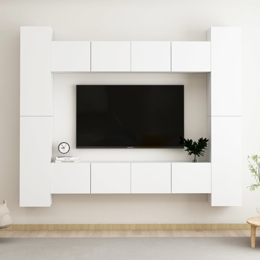 Ensemble de meubles TV 8 pcs Blanc Aggloméré