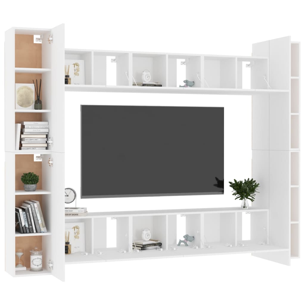 Ensemble de meubles TV 10 pcs Blanc Bois d'ingénierie