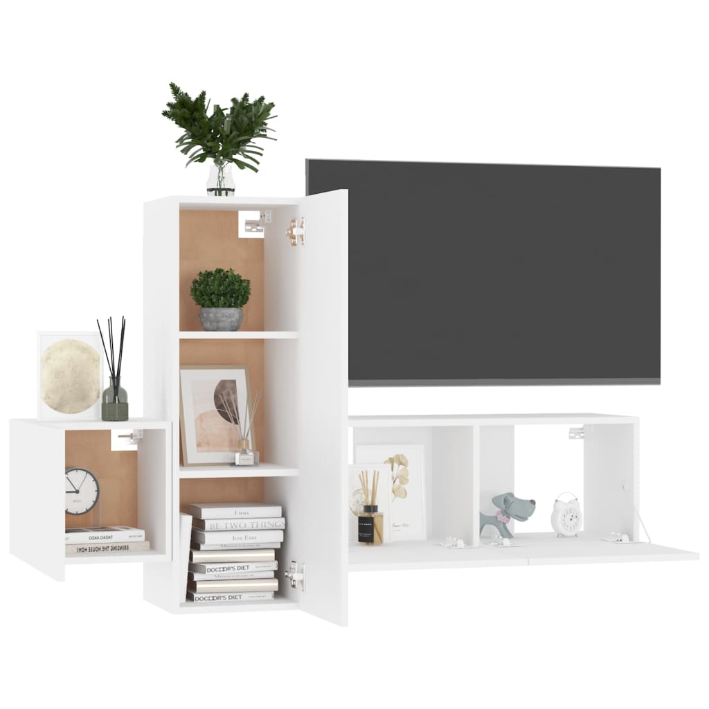 Ensemble de meubles TV 3 pcs Blanc Bois d'ingénierie