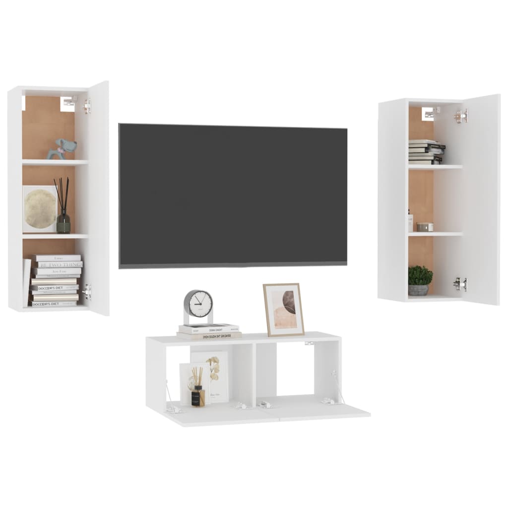 Ensemble de meubles TV 3 pcs Blanc Bois d'ingénierie