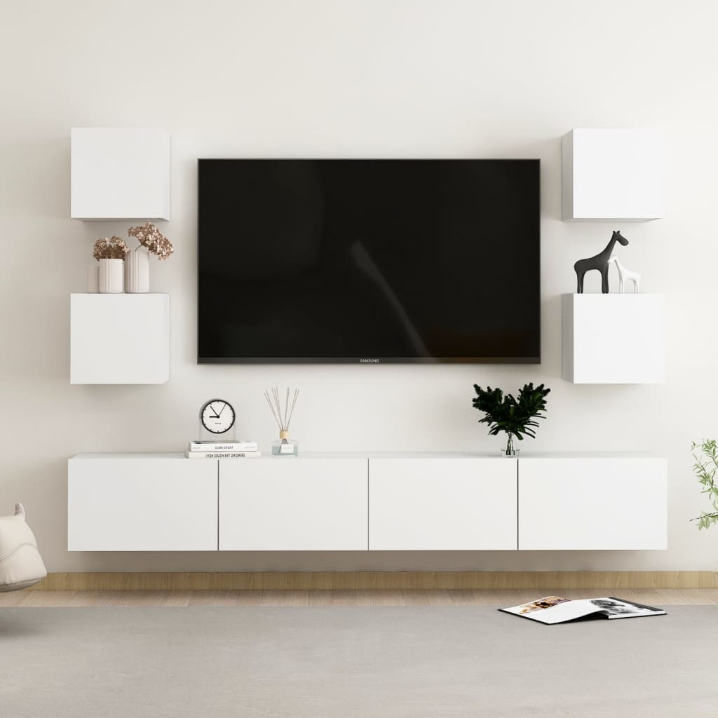 Ensemble de meubles TV 6 pcs Blanc Bois d'ingénierie