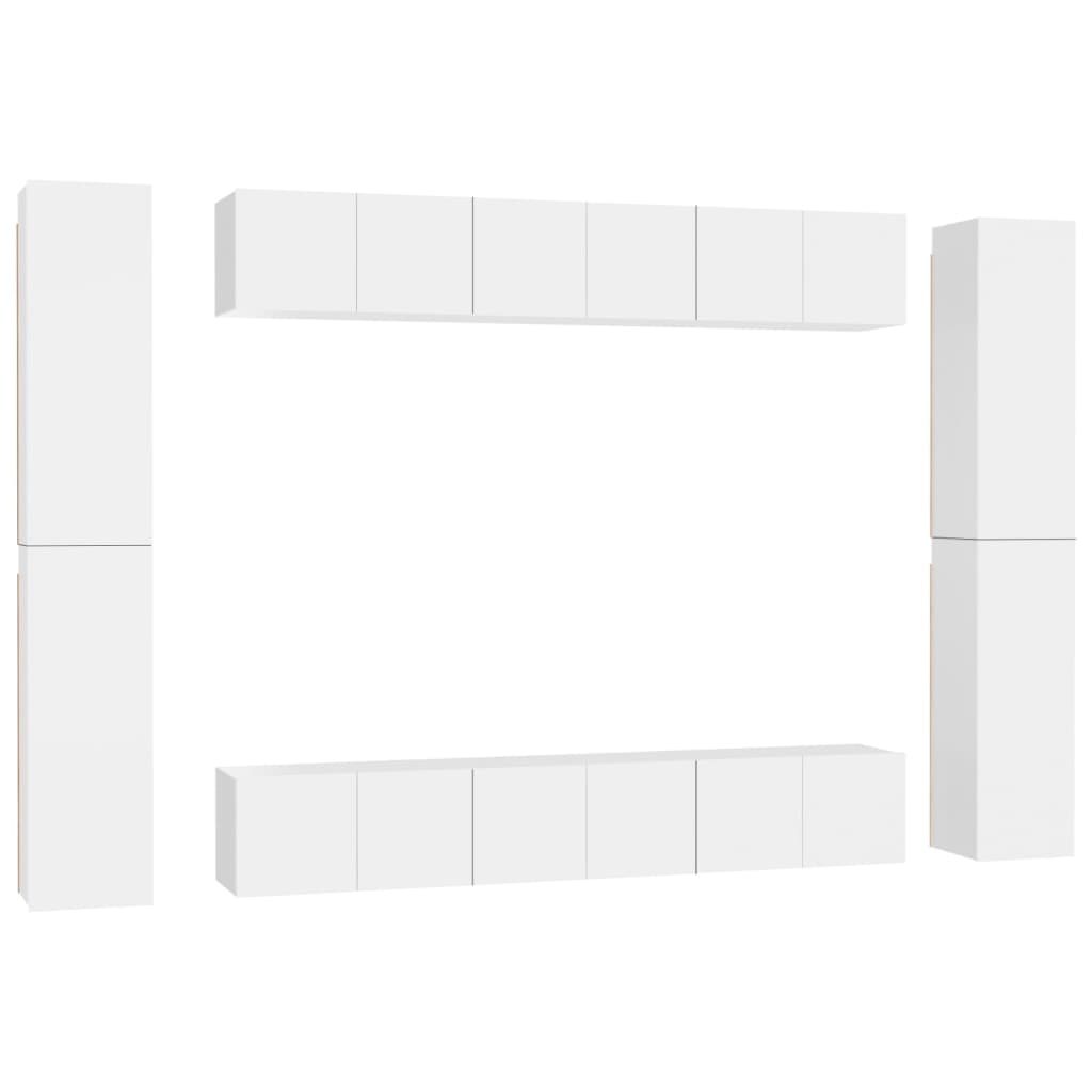 Ensemble de meubles TV 10 pcs Blanc Bois d'ingénierie