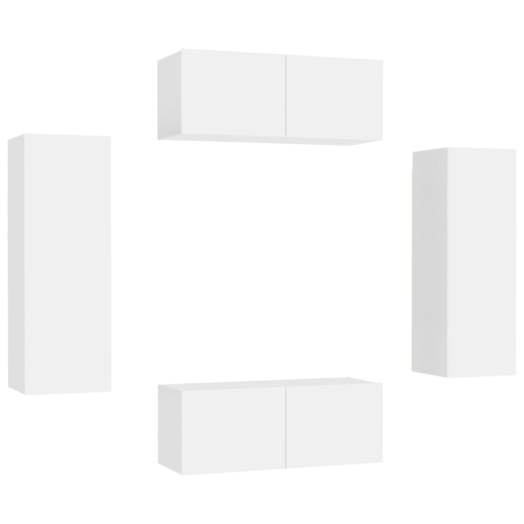 Ensemble de meubles TV 4 pcs Blanc Bois d'ingénierie