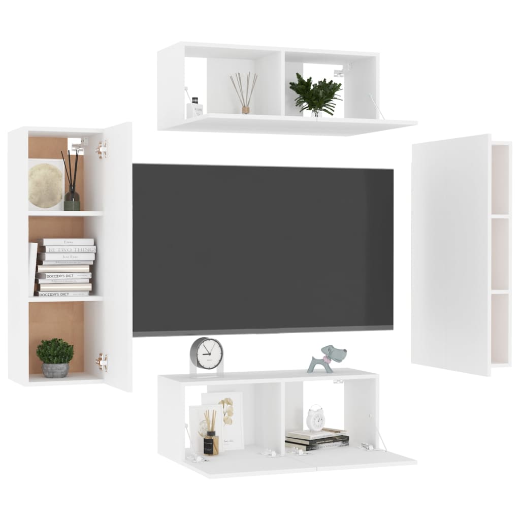 Ensemble de meubles TV 4 pcs Blanc Bois d'ingénierie