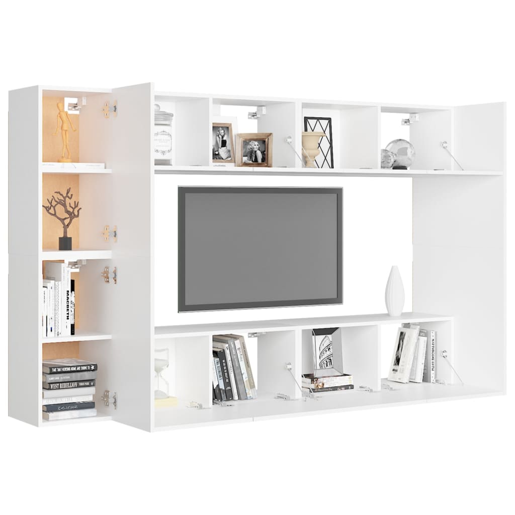 Ensemble de meubles TV 8 pcs Blanc Bois d'ingénierie