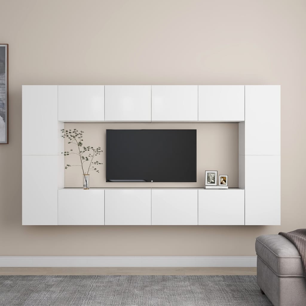 Ensemble de meubles TV 8 pcs Blanc Bois d'ingénierie