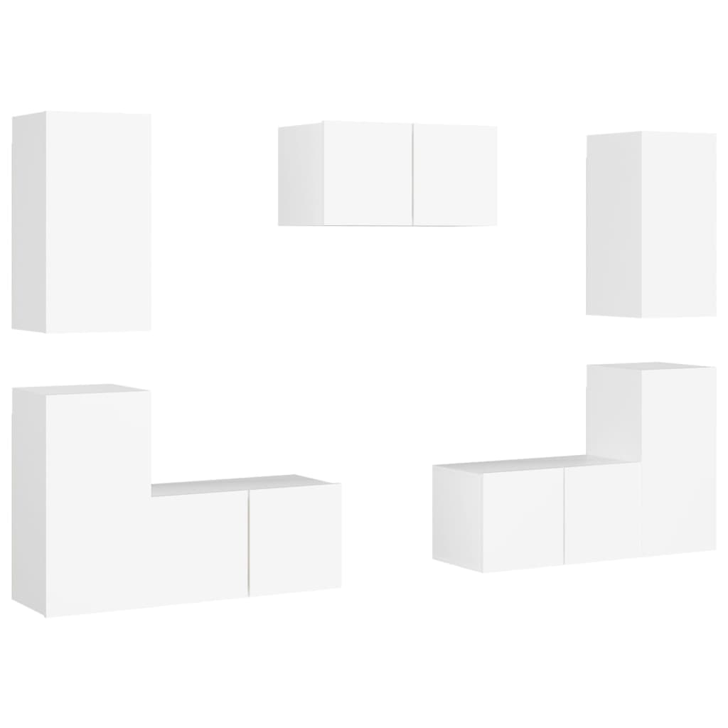 Ensemble de meubles TV 7 pcs Blanc Bois d'ingénierie