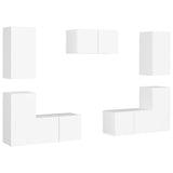 7 pcs TV Cabinet Set White Engineered Wood