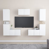 7 pcs TV Cabinet Set White Engineered Wood