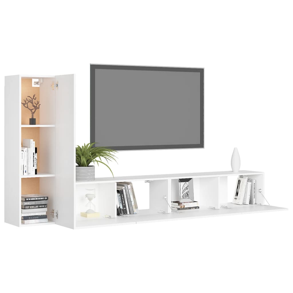 Ensemble de meubles TV 3 pcs Blanc Bois d'ingénierie