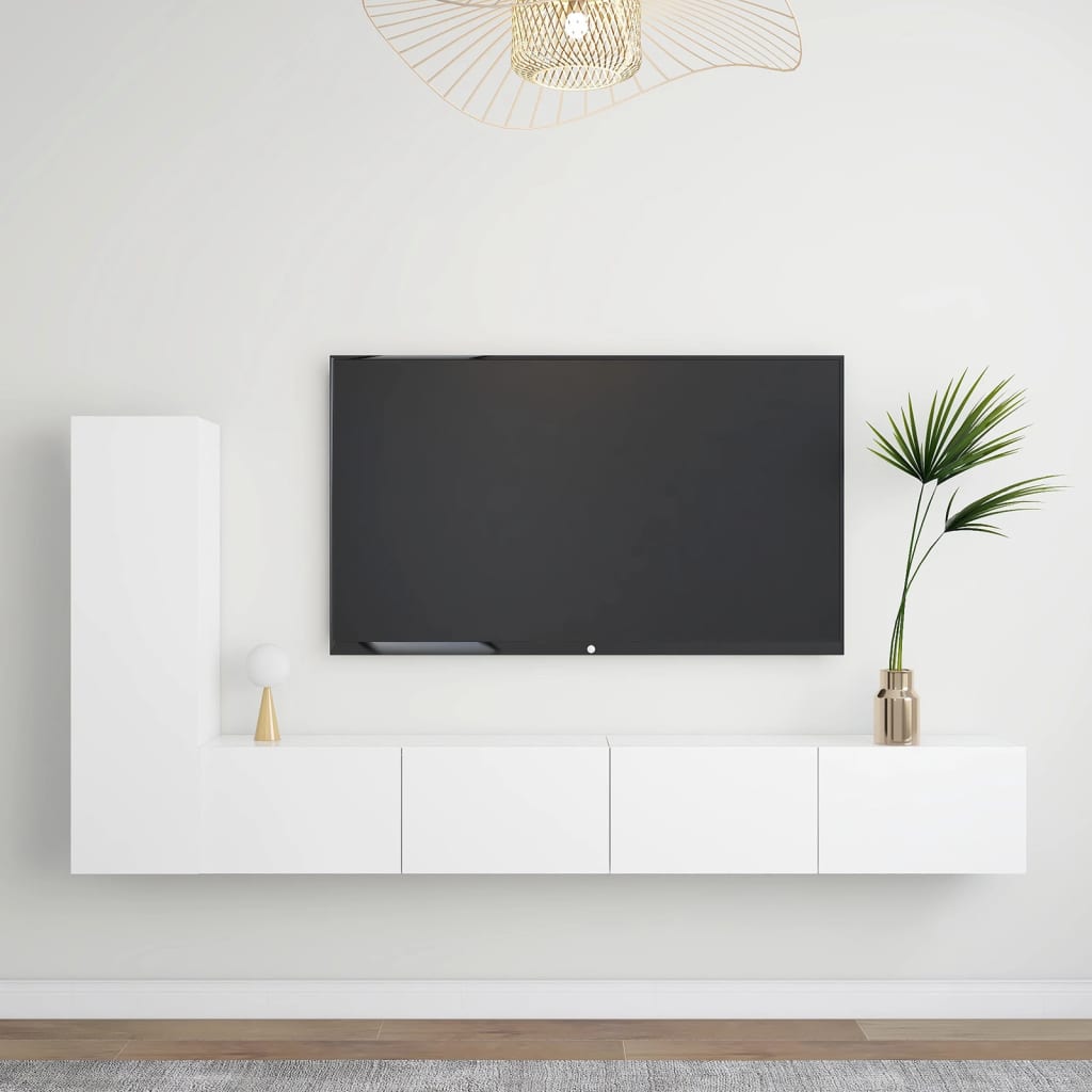 Ensemble de meubles TV 3 pcs Blanc Bois d'ingénierie