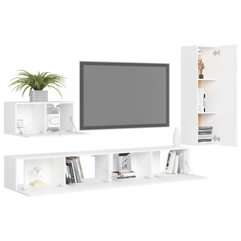 Ensemble de meubles TV 4 pcs Blanc Bois d'ingénierie