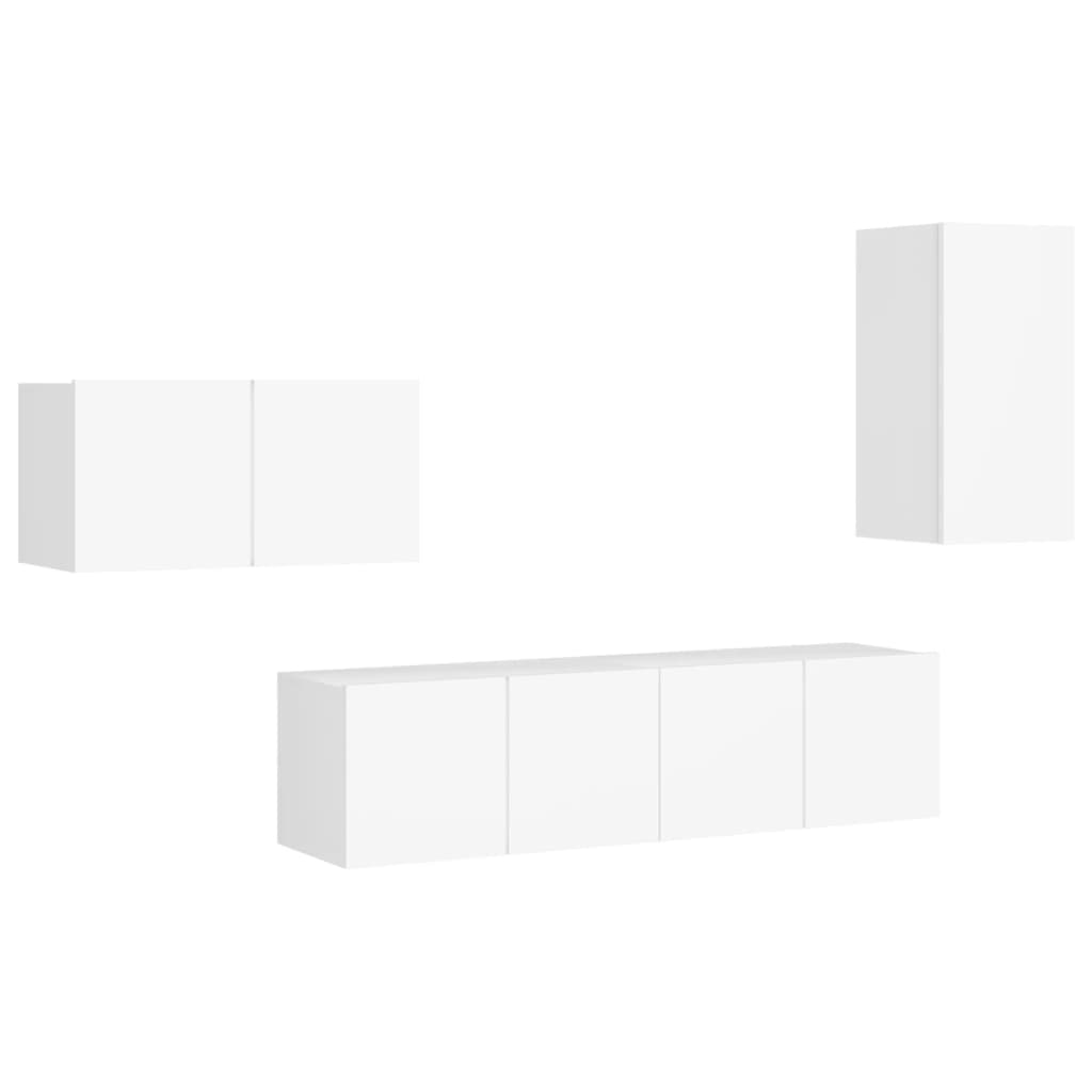 Ensemble de meubles TV 4 pcs Blanc Bois d'ingénierie