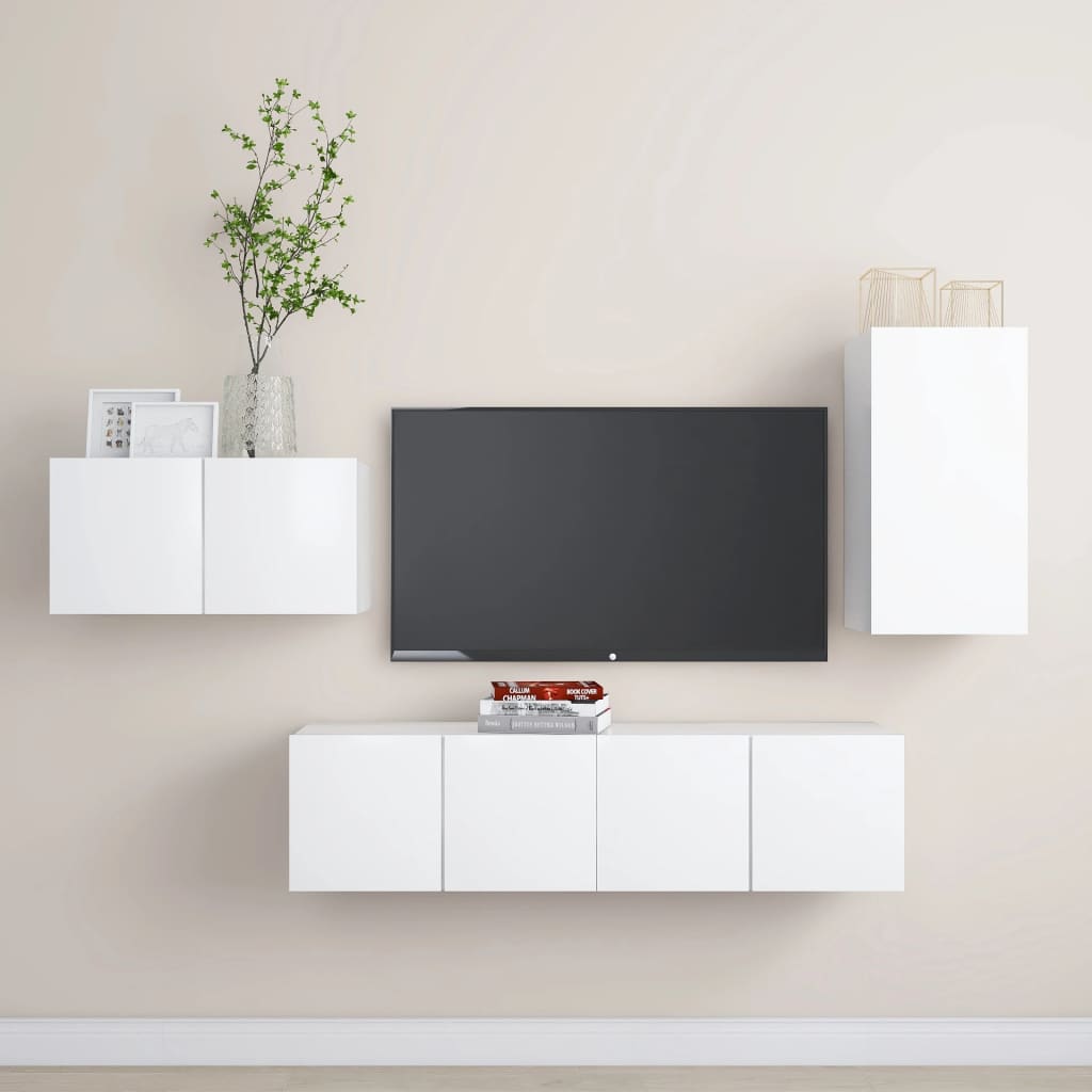 Ensemble de meubles TV 4 pcs Blanc Bois d'ingénierie