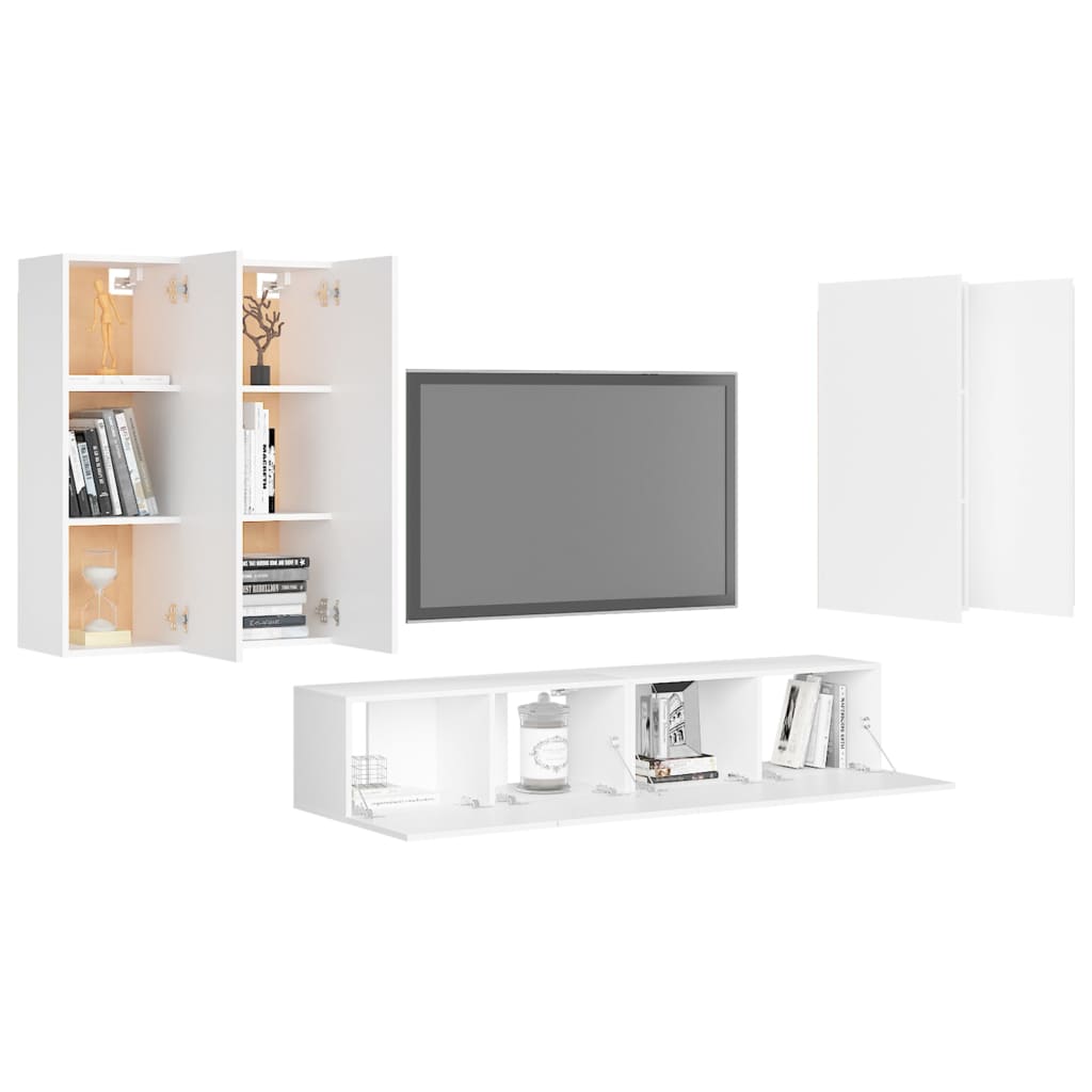 Ensemble de meubles TV 6 pcs Blanc Bois d'ingénierie