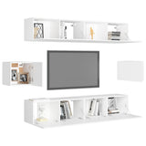 Ensemble de meubles TV 6 pcs Blanc Bois d'ingénierie