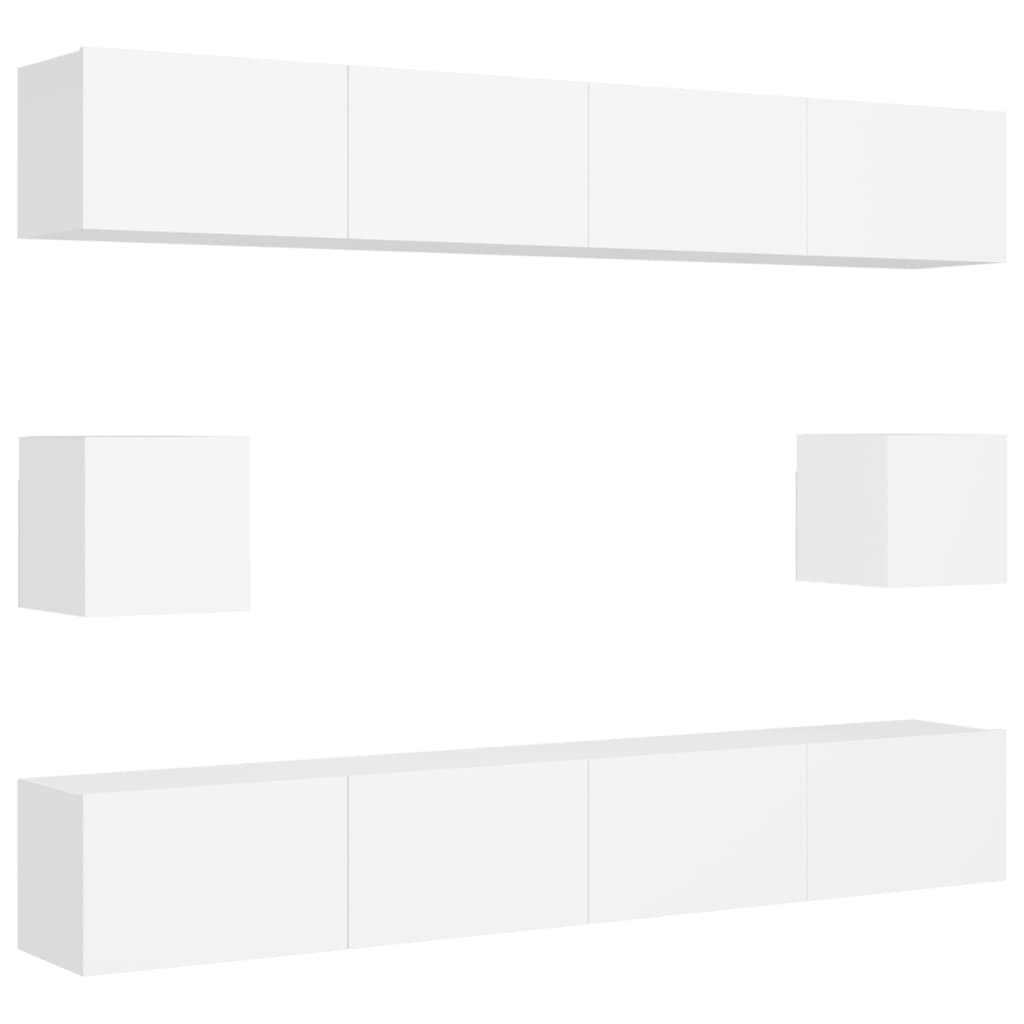 Ensemble de meubles TV 6 pcs Blanc Bois d'ingénierie