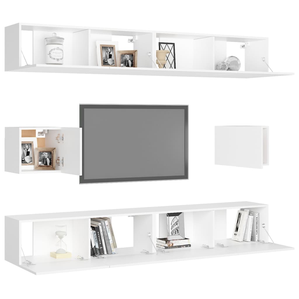 Ensemble de meubles TV 6 pcs Blanc Bois d'ingénierie