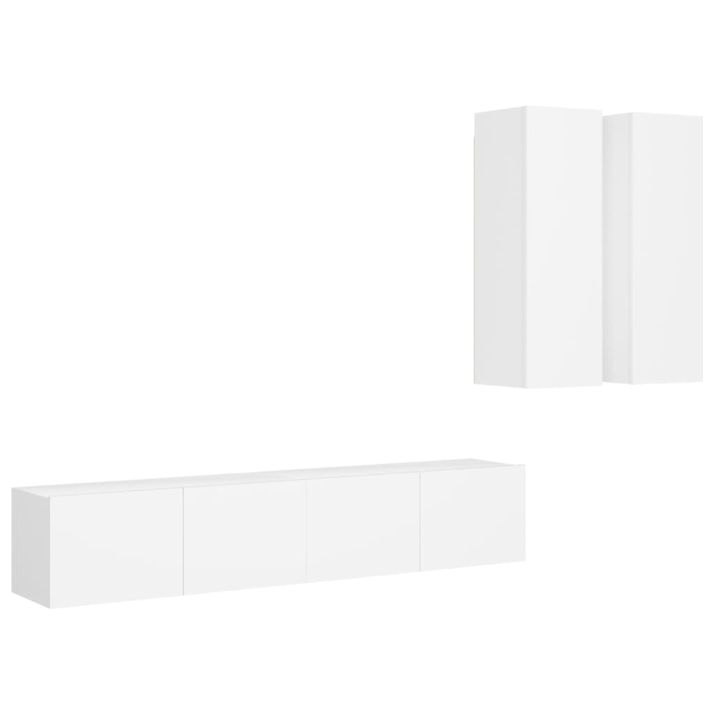 Ensemble de meubles TV 4 pcs Blanc Bois d'ingénierie