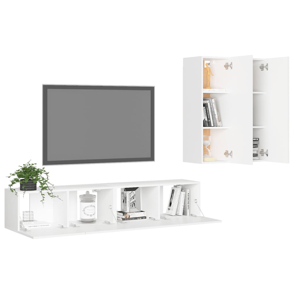 Ensemble de meubles TV 4 pcs Blanc Bois d'ingénierie