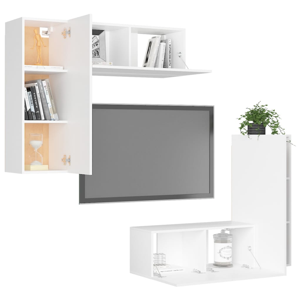 Ensemble de meubles TV 4 pcs Blanc Bois d'ingénierie