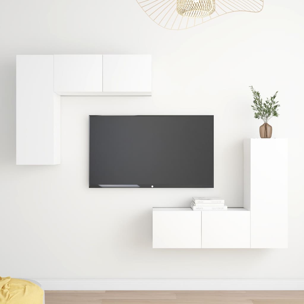 Ensemble de meubles TV 4 pcs Blanc Bois d'ingénierie