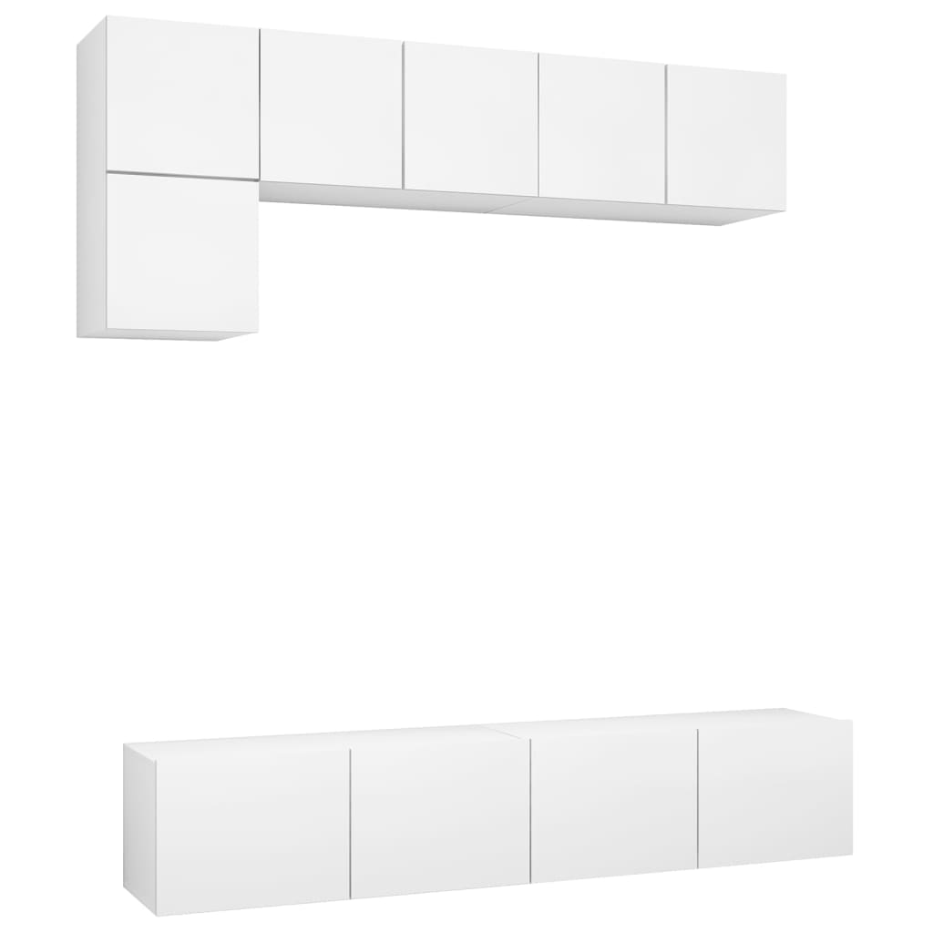 Ensemble de meubles TV 5 pcs Blanc Bois d'ingénierie