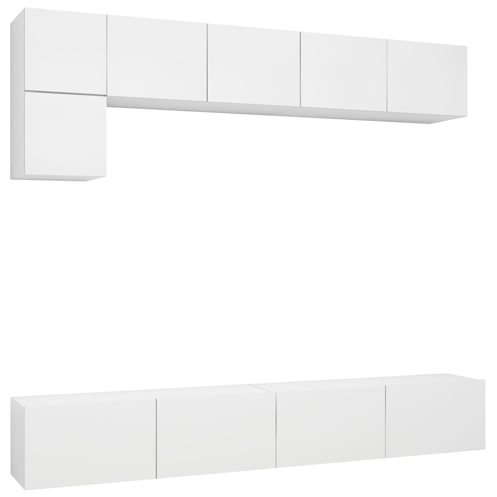 Ensemble de meubles TV 5 pcs Blanc Bois d'ingénierie