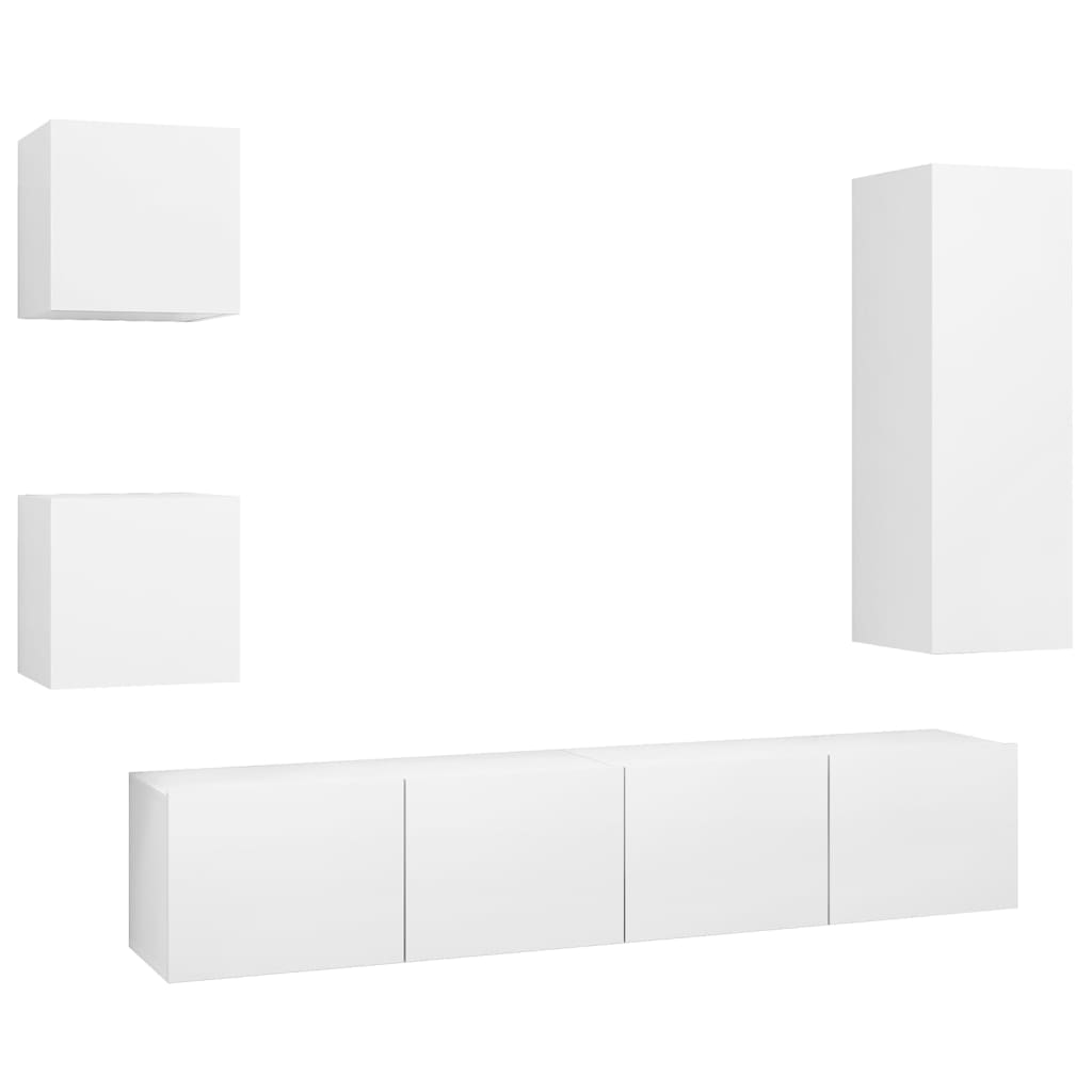 Ensemble de meubles TV 5 pcs Blanc Bois d'ingénierie