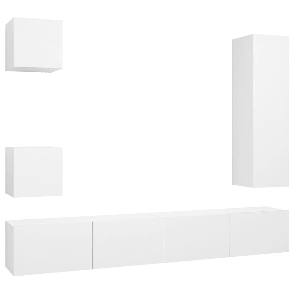 Ensemble de meubles TV 5 pcs Blanc Bois d'ingénierie