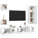 Ensemble de meubles TV 5 pcs Blanc Bois d'ingénierie