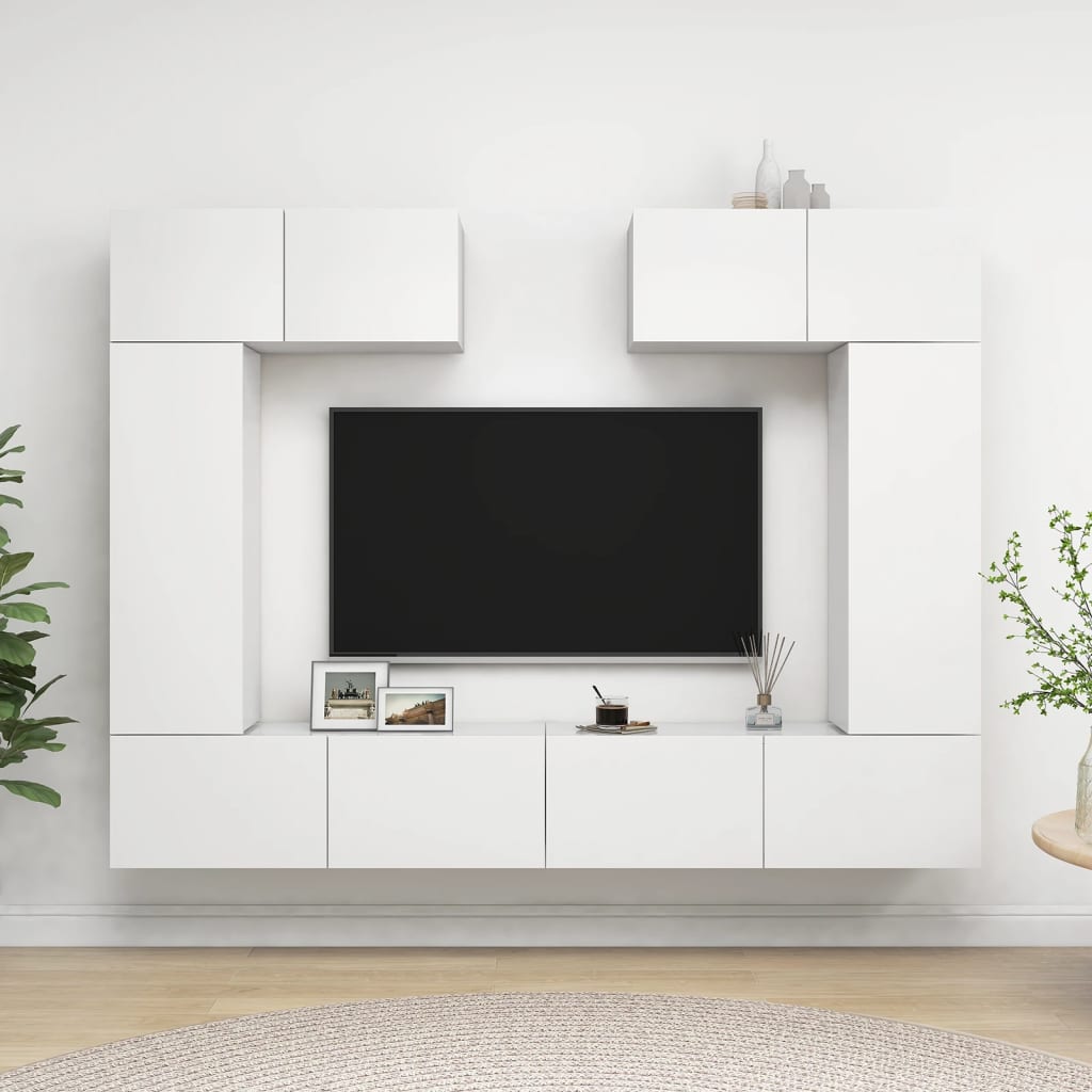 Ensemble de meuble TV 6 pcs Blanc Bois d'ingénierie