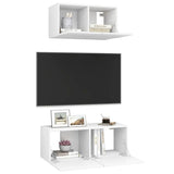 Ensemble de meubles TV 2 pcs Blanc Bois d'ingénierie