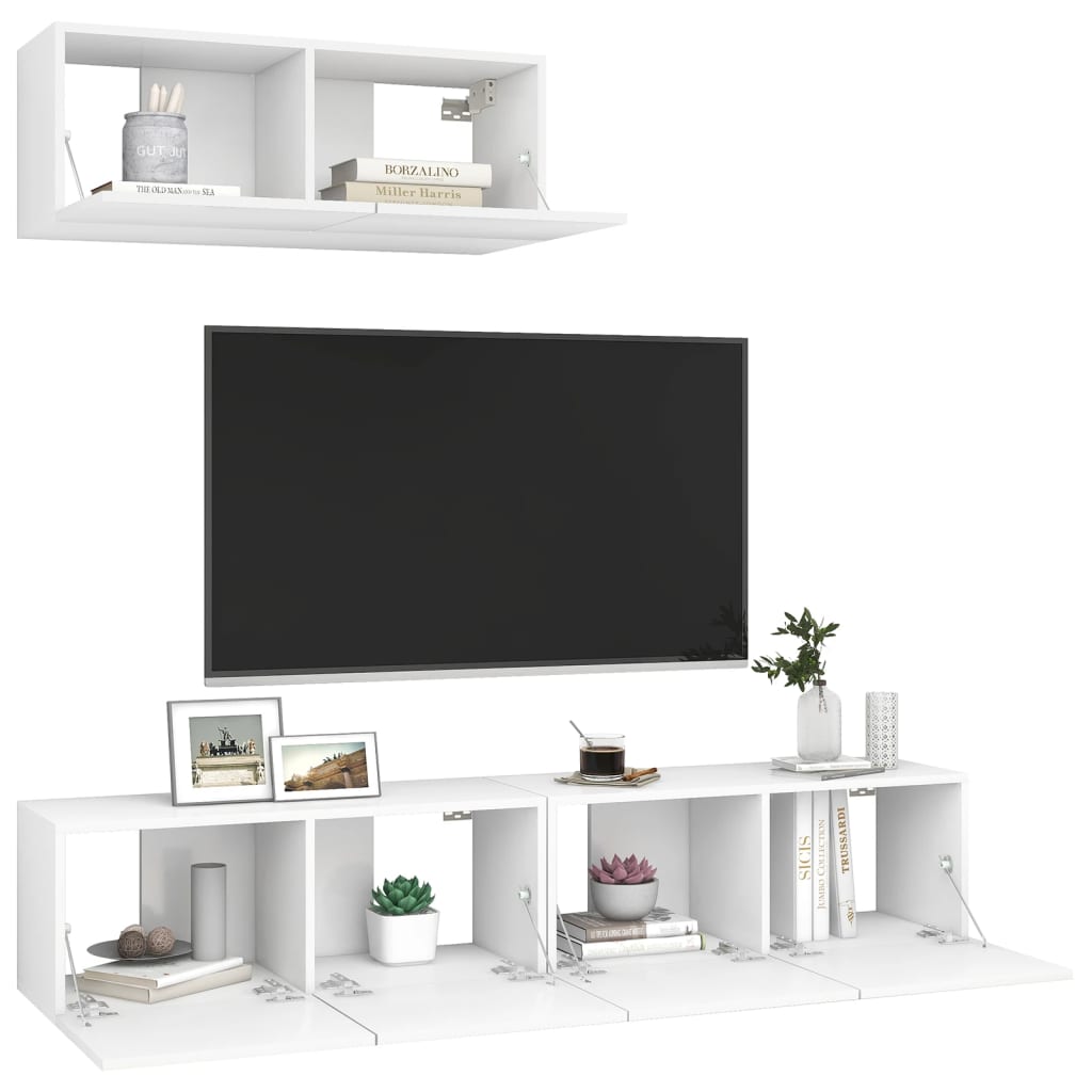 Meubles TV 3 pcs Blanc Bois d'ingénierie