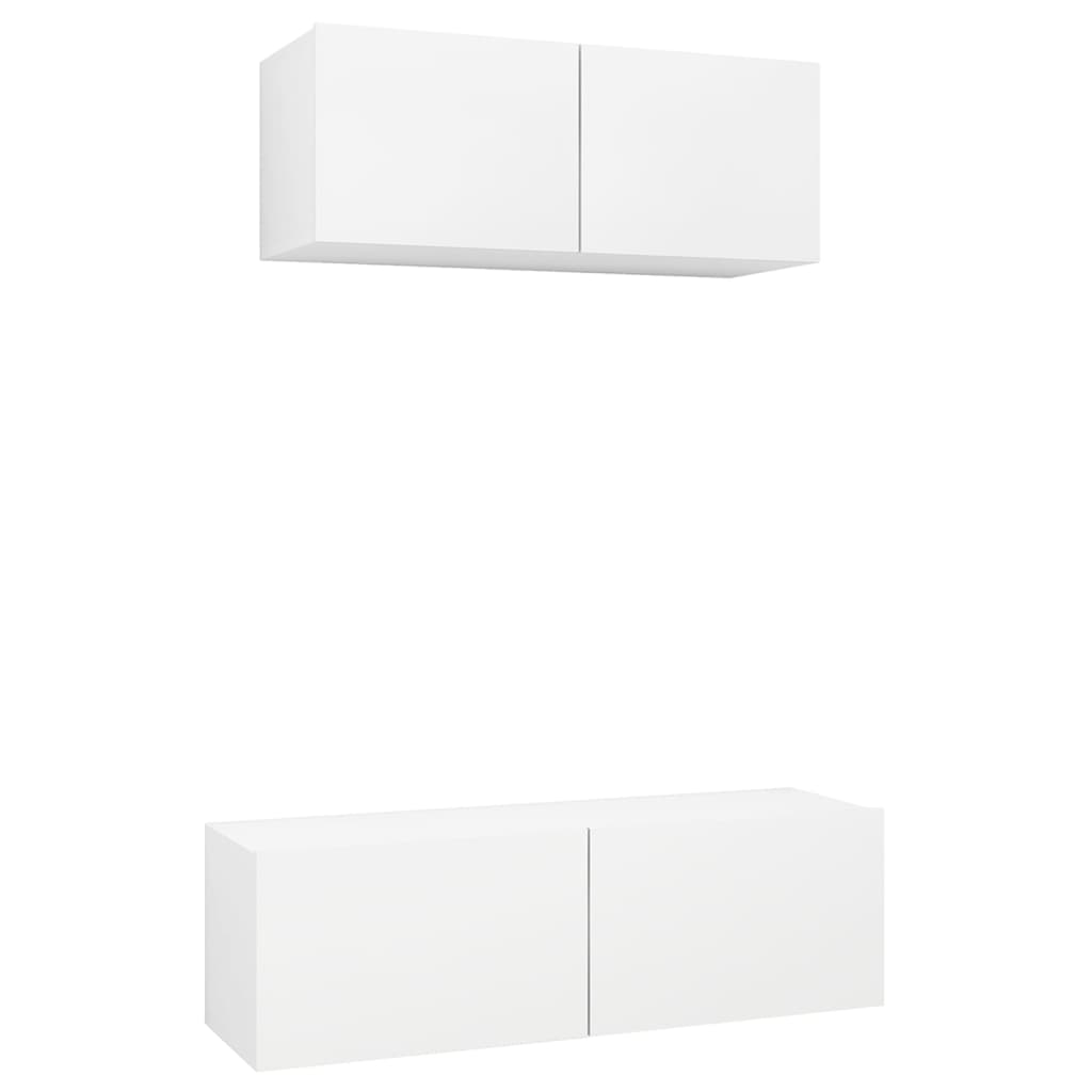 Ensemble de meubles TV 2 pcs Blanc Bois d'ingénierie