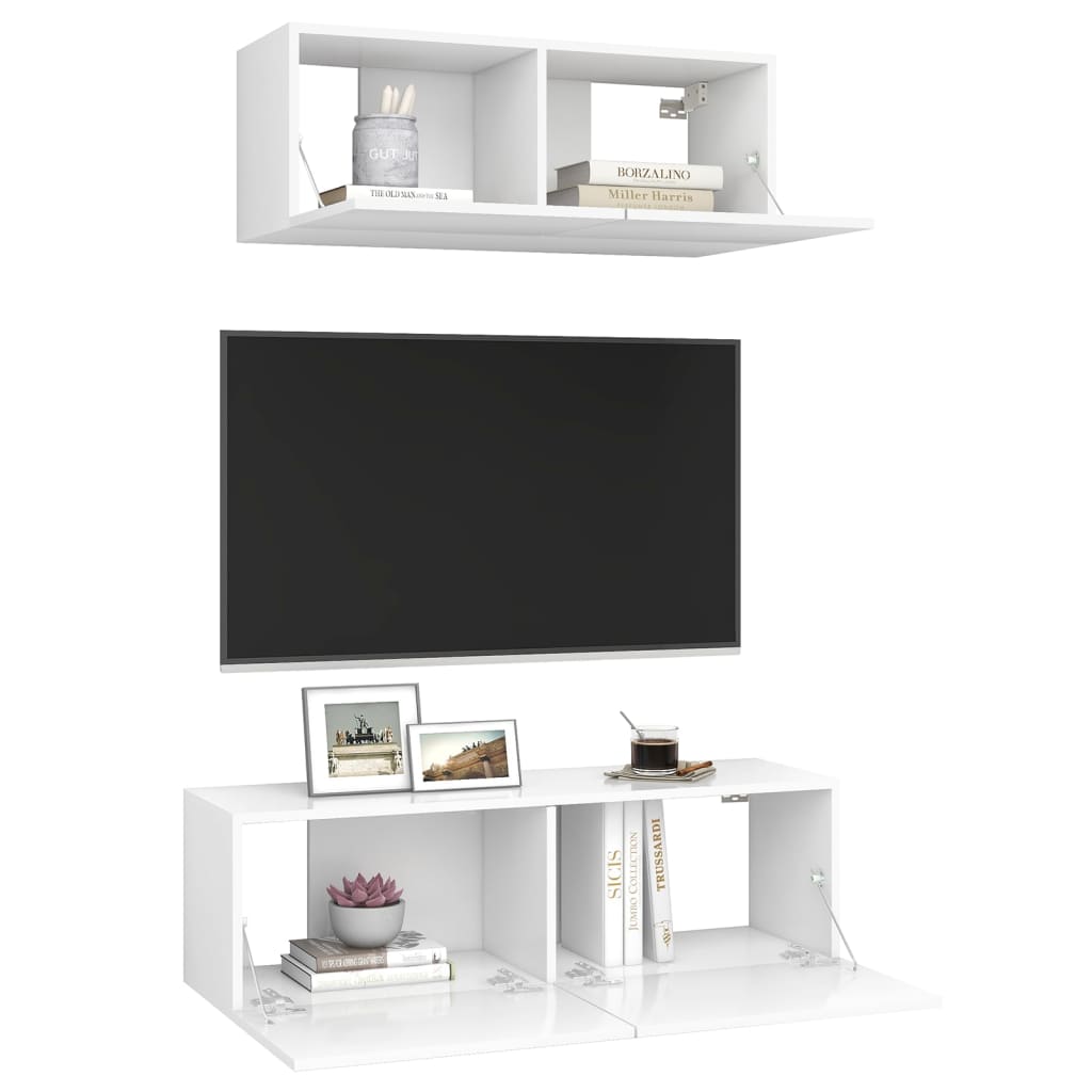 Ensemble de meubles TV 2 pcs Blanc Bois d'ingénierie