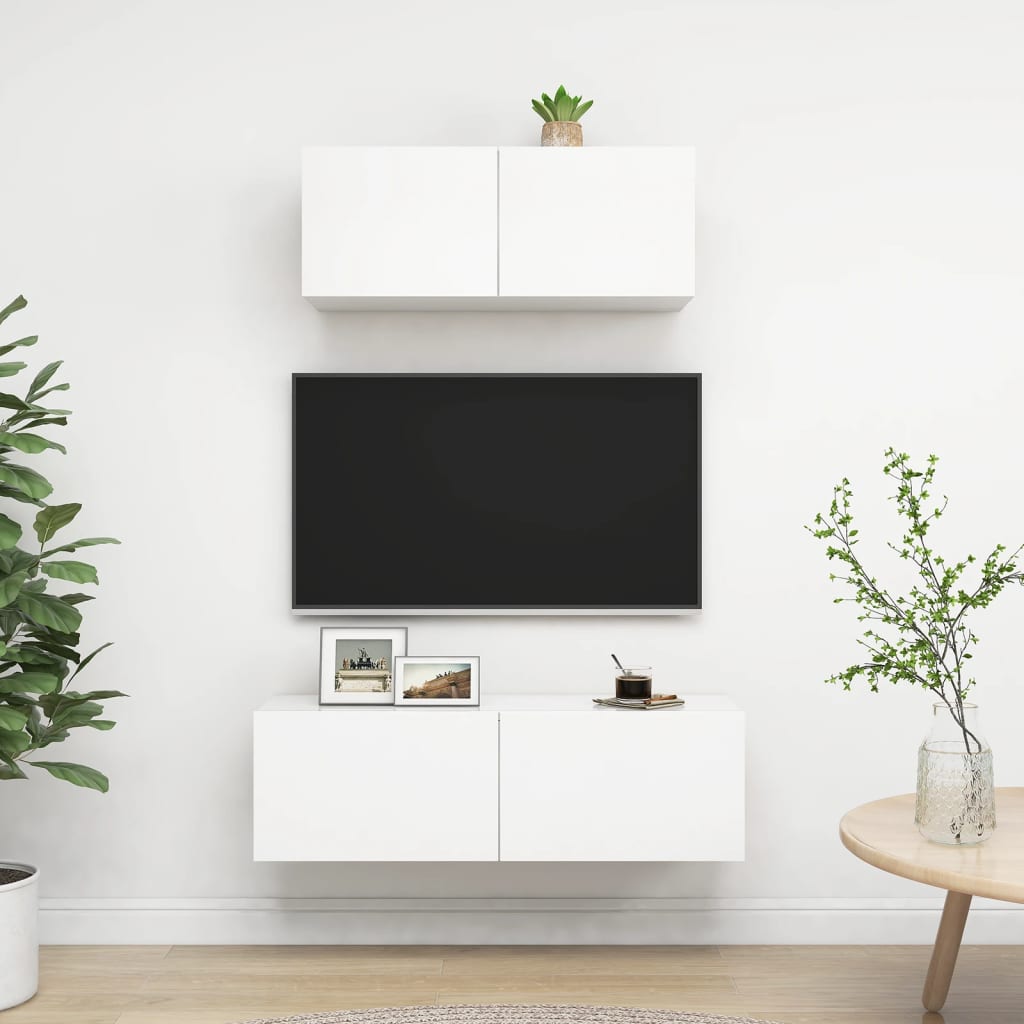 Ensemble de meubles TV 2 pcs Blanc Bois d'ingénierie